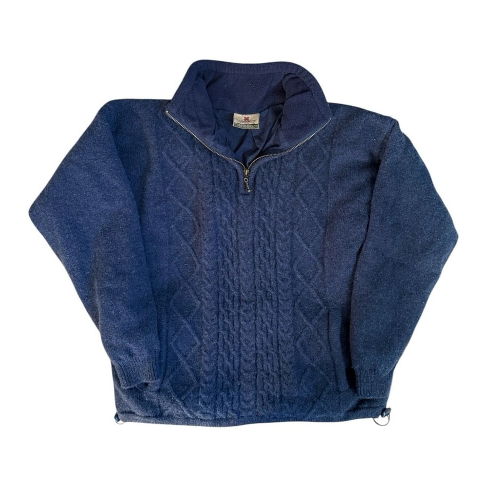 Carraig Donn 100% Pure New Wool Irish Quarter Zip Pullover Sweater Size Small